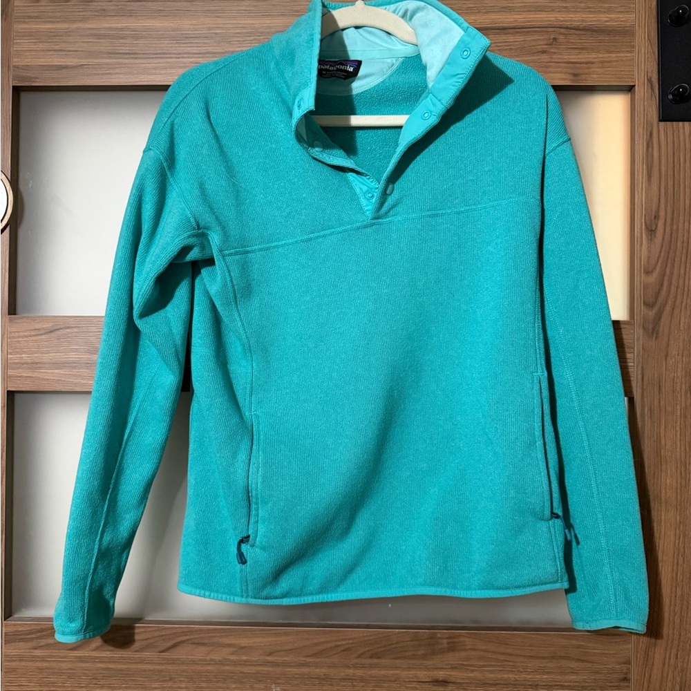 Patagonia Turquoise Snap-Button Fleece Pullover